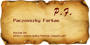 Paczovszky Farkas névjegykártya